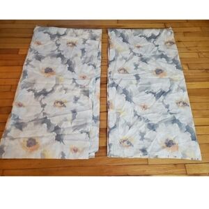 Pair Hillcrest Cotton Curtains Panels  94"×50" Gray Floral